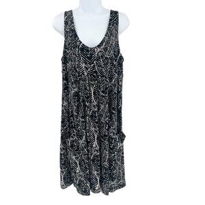 2/$30 Portocruz Swim Cover Up Sleeveless Dress Pockets Black White Print XL